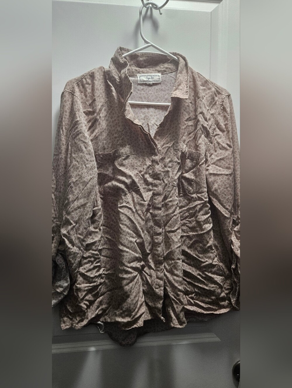 Hippie Rose Taupe Floral Button-Down Shirt